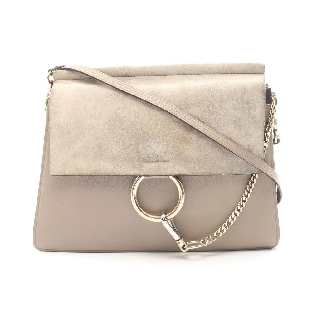 Chloe FAYE Shoulder Bag Leather Suede Beige Cream